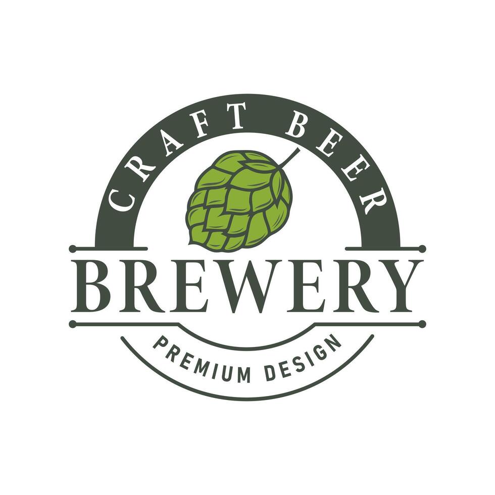 Brewery logo design Template Craft beer badge Vintage Retro drink Whiskey, Bar, Cafe, vector