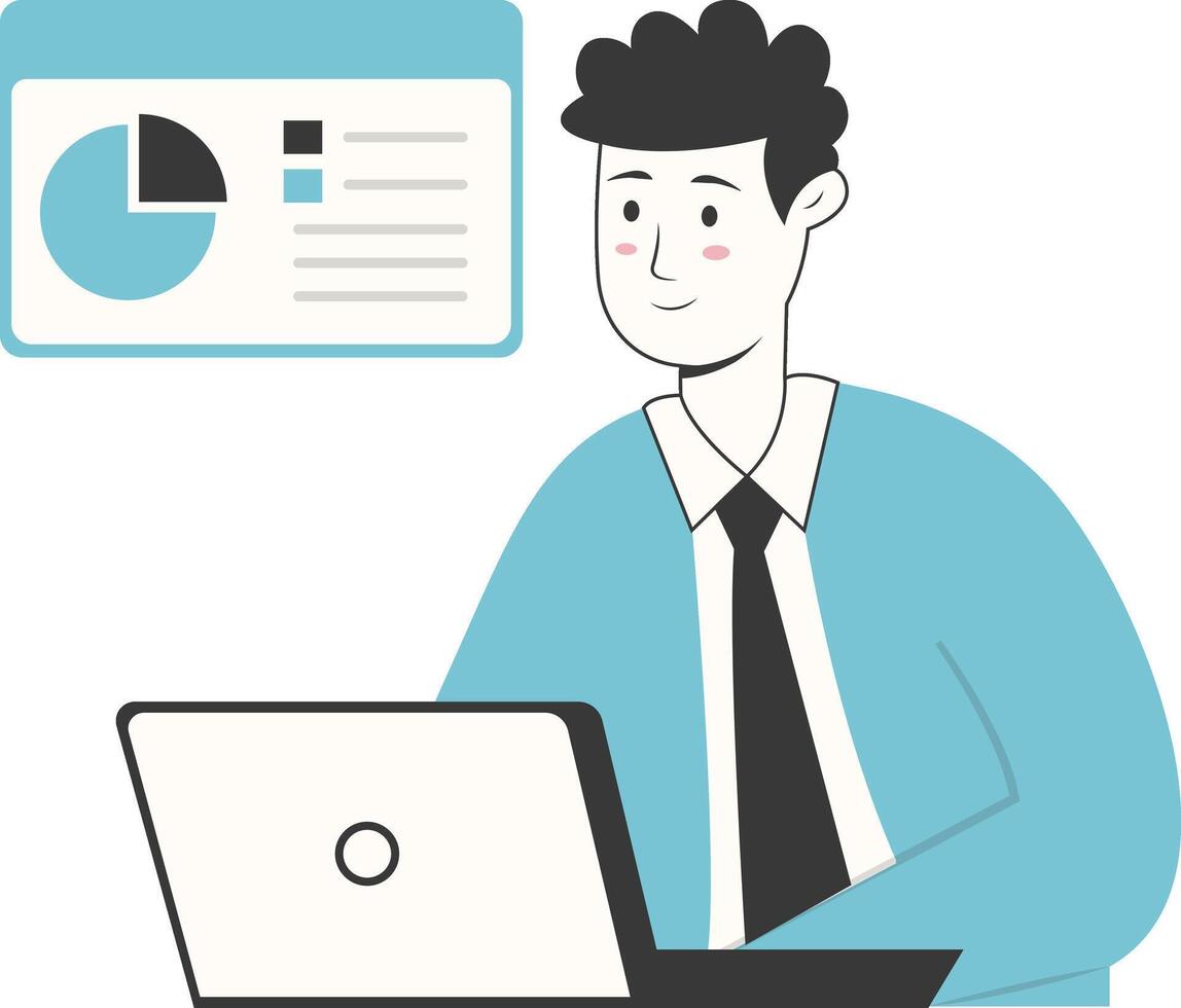 Businessman Character with Hand Drawn Design. vector