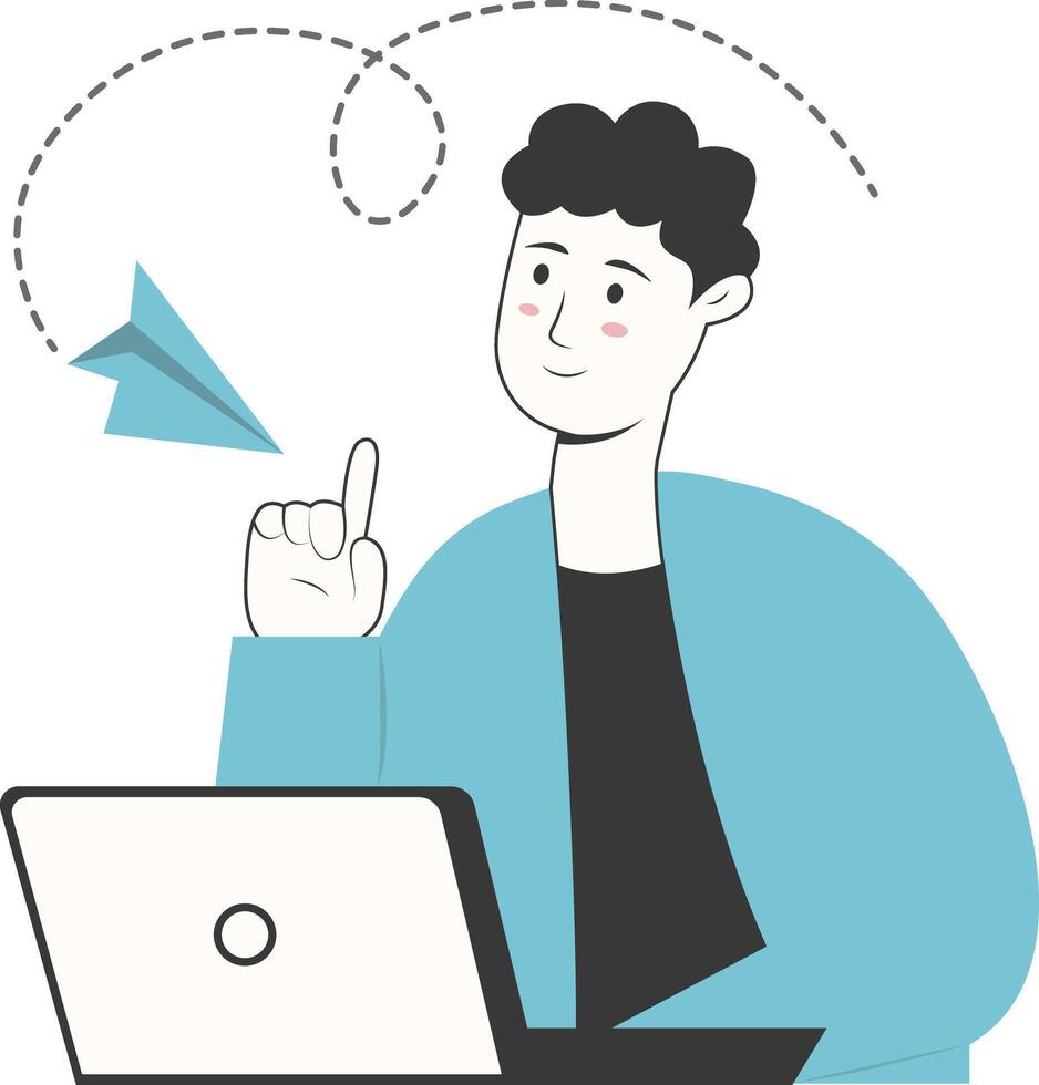 Businessman Character with Flat Cartoon Design and Shape vector