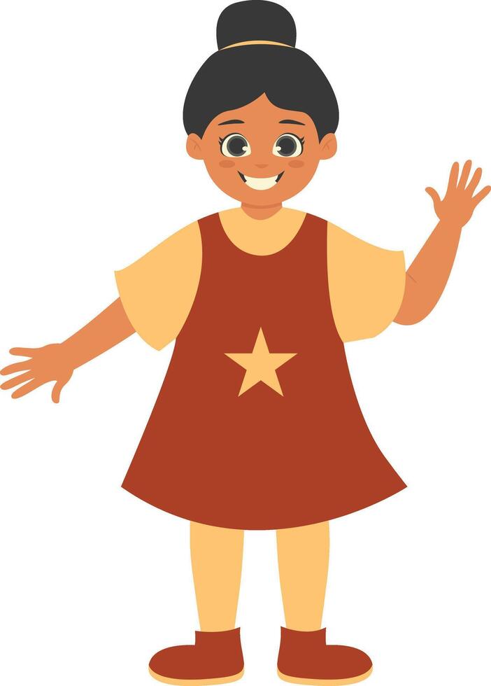 Children's Character on White Background. vector