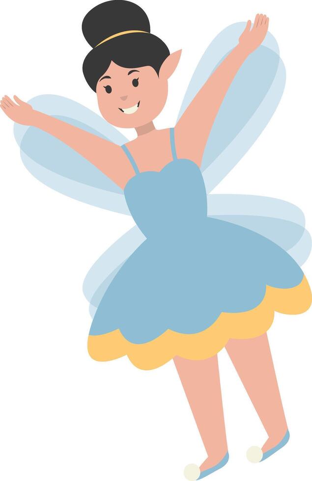Happy Little Girl Fairy with Flat Design vector
