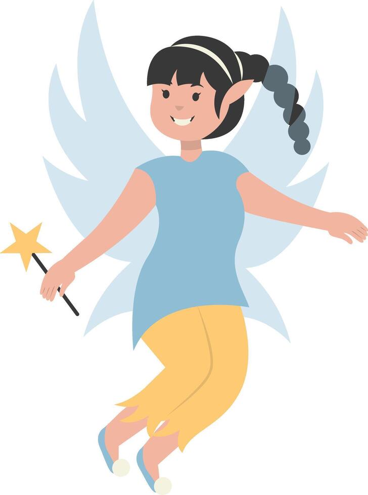 Happy Little Girl Fairy on White Background vector