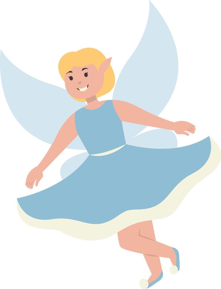 Happy Little Girl Fairy in Flat Design vector