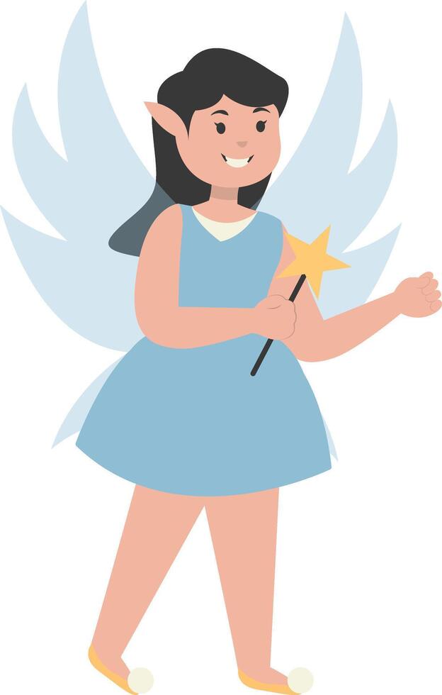 Happy Little Girl Fairy Isolated on White Background vector