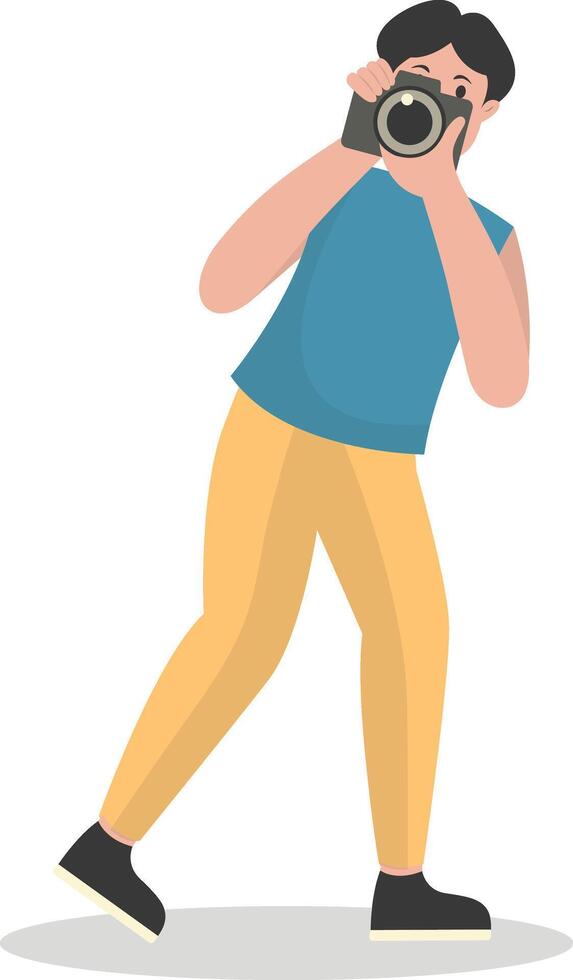 Man Photographer Character with Flat Design. vector