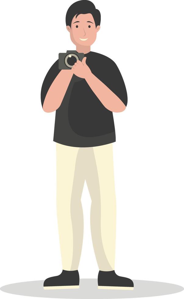 Man Photographer Character in Flat Design. vector