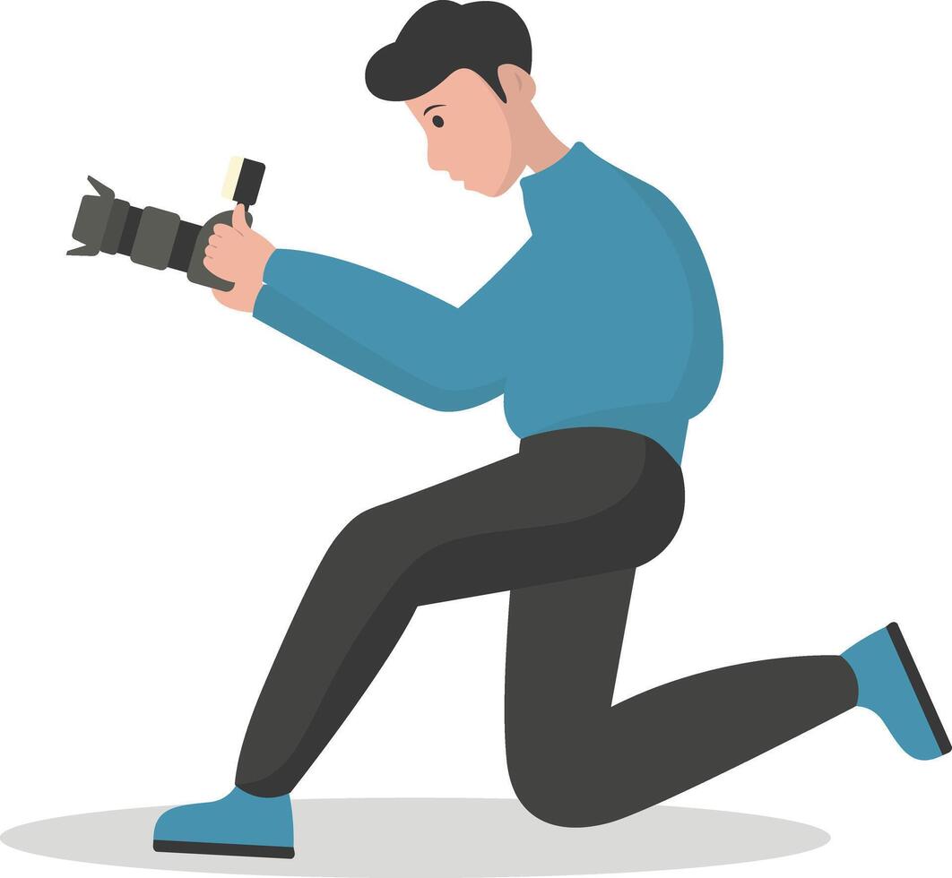 Man Photographer Character Isolated on White Background vector