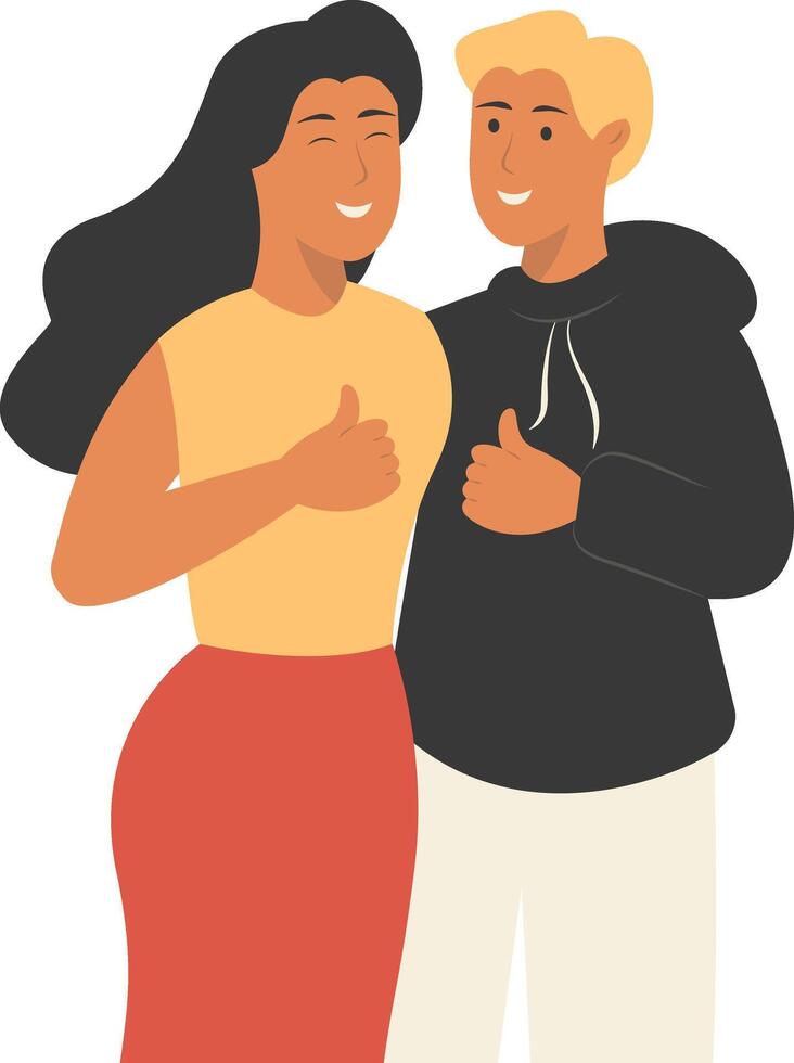 Friendship of Two People with Cartoon Design. vector