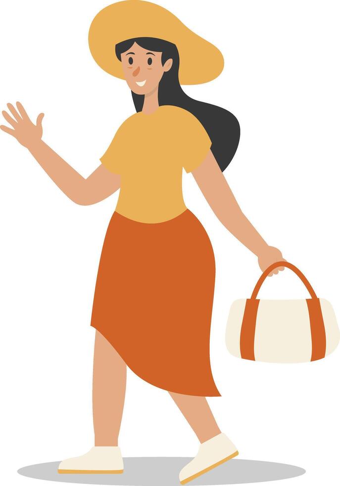 Holiday Traveler Character with Flat Cartoon Design. vector