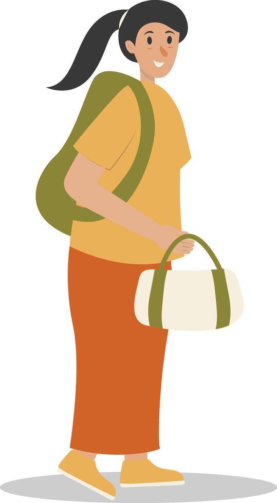 Holiday Traveler Character in Flat Cartoon Design. vector
