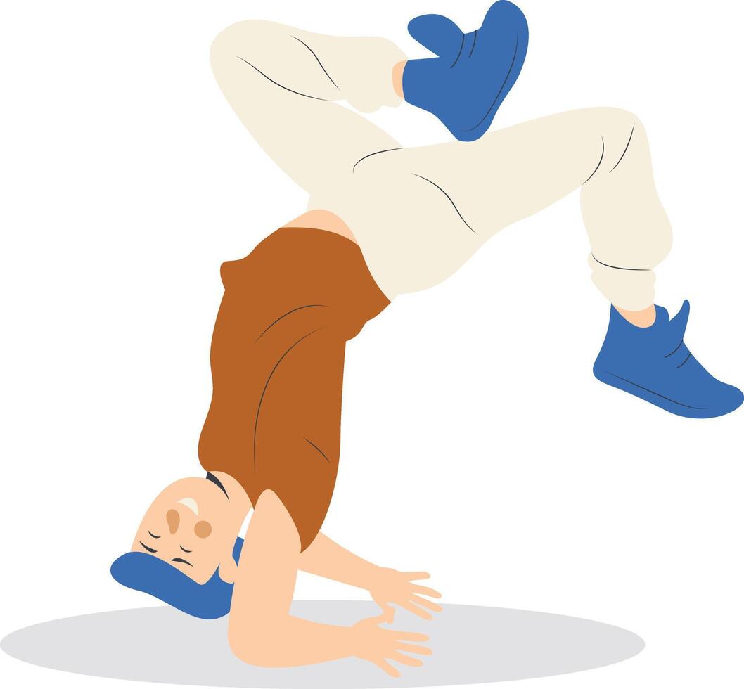 Professional Street Dancer Character in Flat Cartoon Design. vector