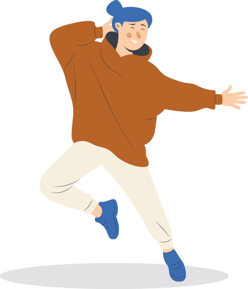Professional Street Dancer Character with Cartoon Design. vector