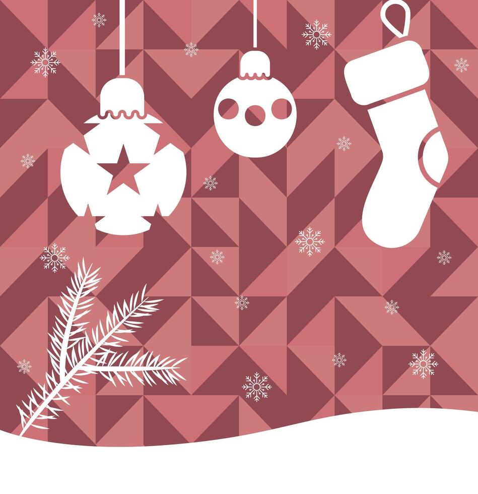 Merry Christmas and Happy Holidays Christmas card on a red background. Universal art templates. vector