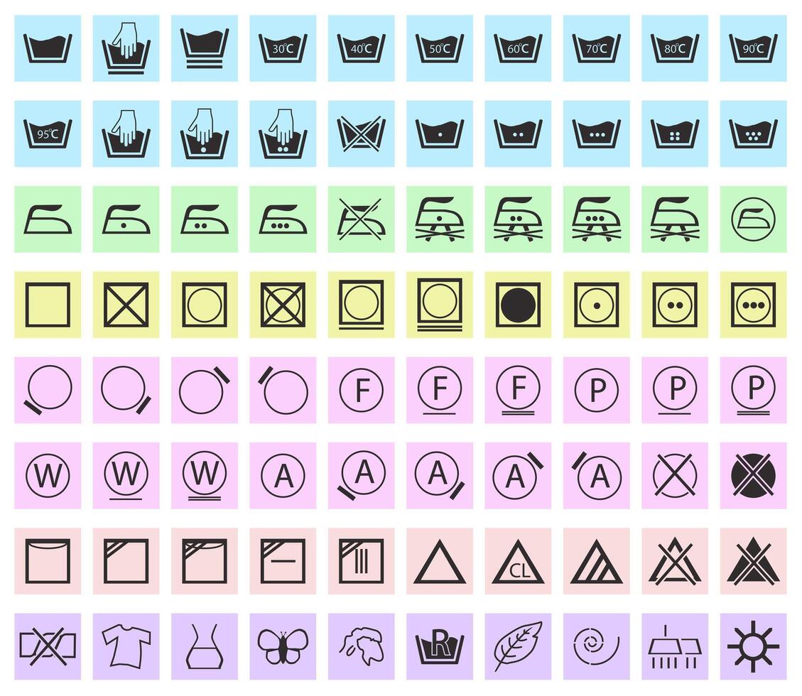 Laundry icons set. Laundry symbols. vector