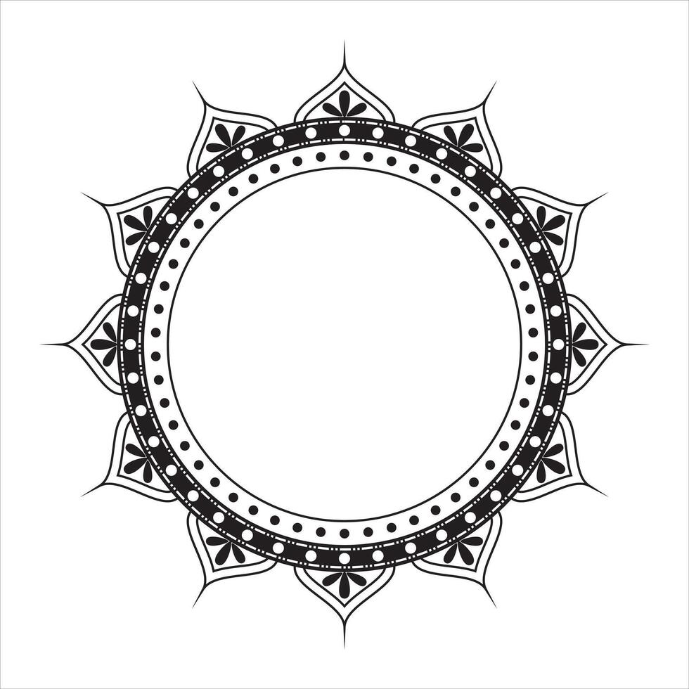 Circular Frame in Form of Mandala for Mehandi Text Borders Decorative Pattern Outline Illustration Lineal Style Art vector
