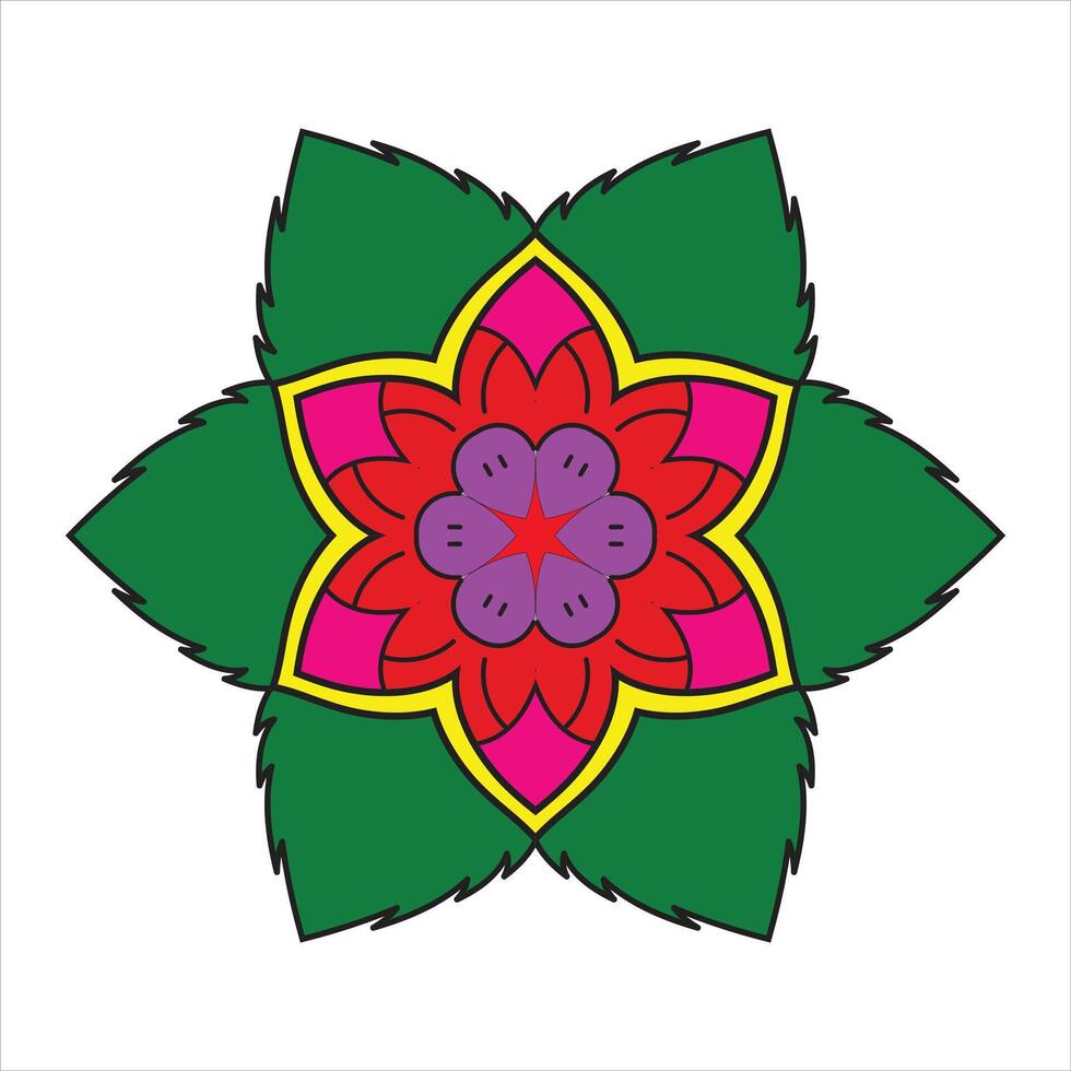 Elegant Mandala Colorful Design Floral Art Beautiful Decorative Flower Symmetrical Illustration vector