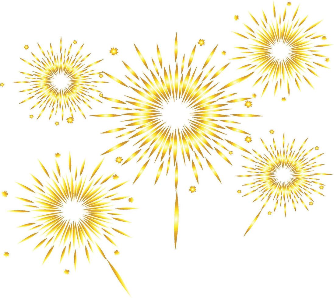 Gold fireworks golden New Year Fireworks vector