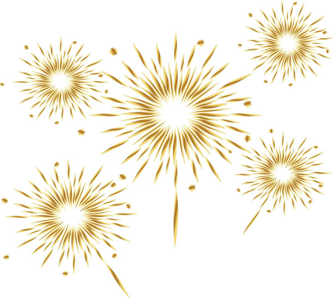 Gold fireworks golden set vector