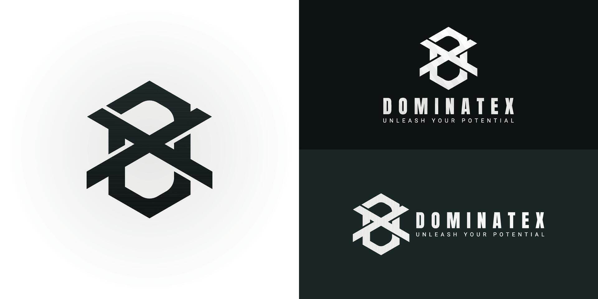 The dynamic logo design features the initials DX creatively integrated into a bold geometric shape that resembles a stylized shield or a symbol of strength and endurance that evokes a sense of power vector