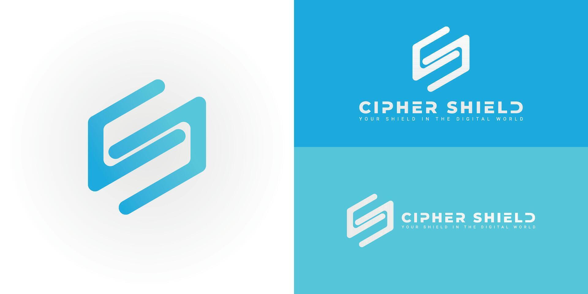 The dynamic logo design features the initials CS creatively integrated into a geometric shape creating a unique striking symbol that evokes a sense of security, precision, and data protection. vector