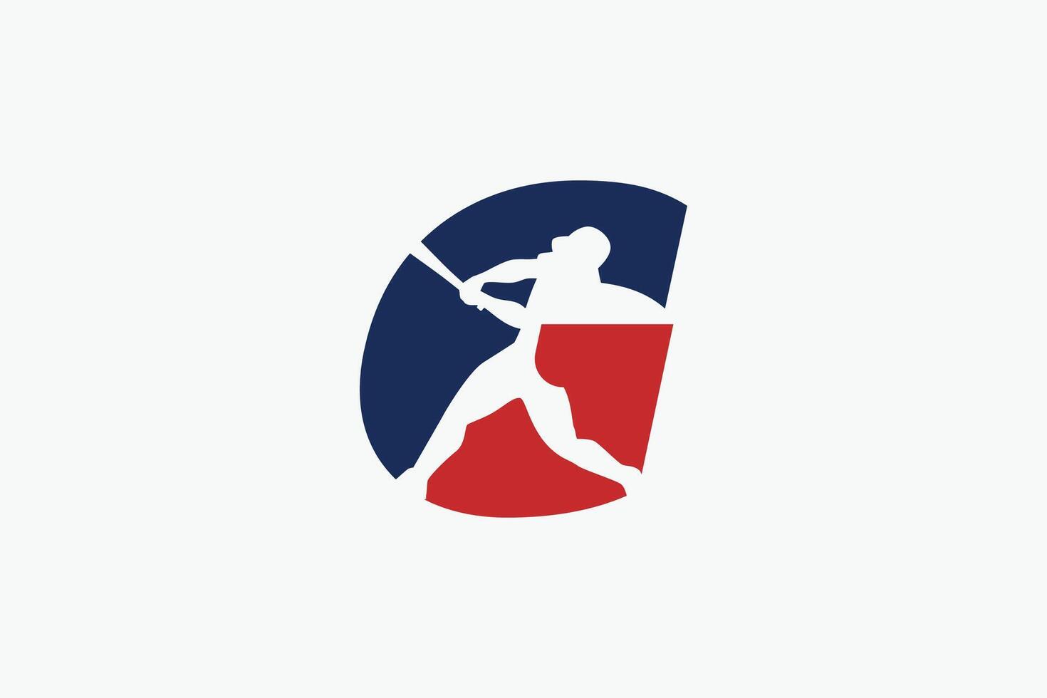 letter G logo with baseball player silhouette. It is good for team logo, club, sticker, etc. vector
