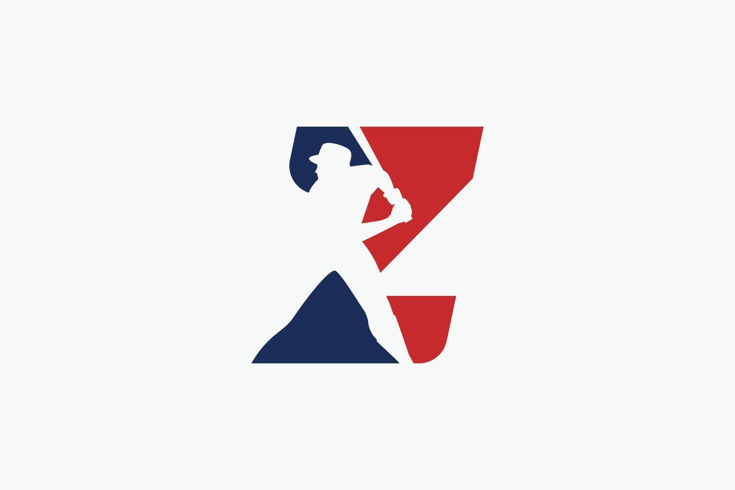 letter Z logo with baseball player silhouette. It is good for team logo, club, sticker, etc. vector
