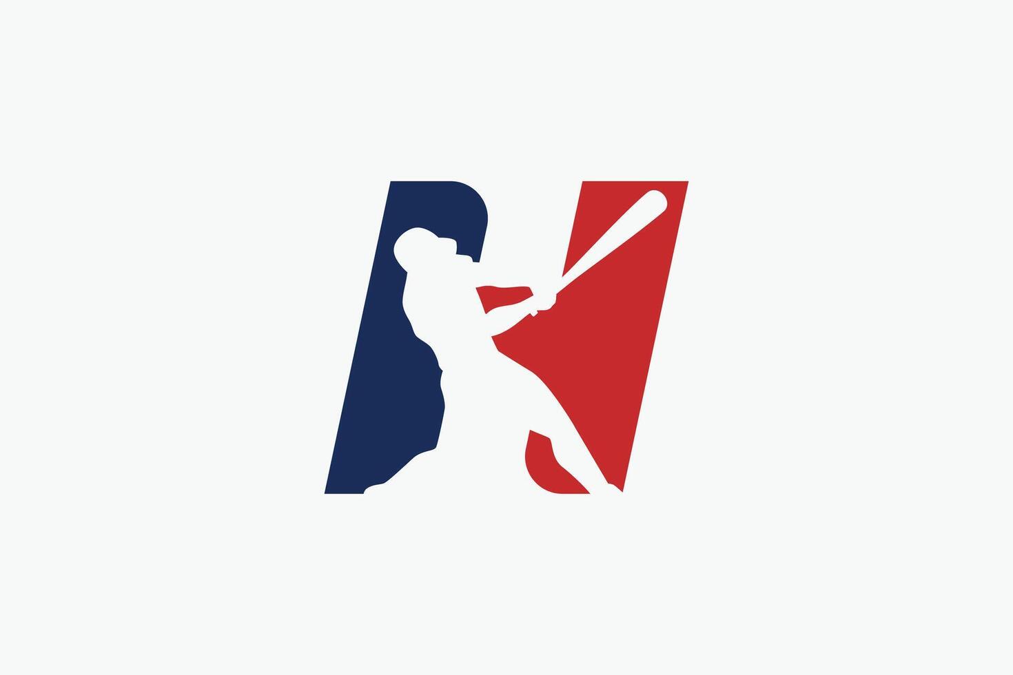 Letter H logo with baseball player silhouette. It is good for team logo, club, sticker, etc. vector