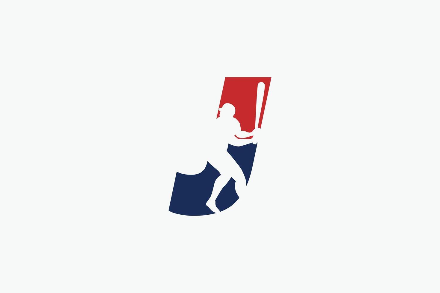 letter J logo with baseball player silhouette. It is good for team logo, club, sticker, etc. vector