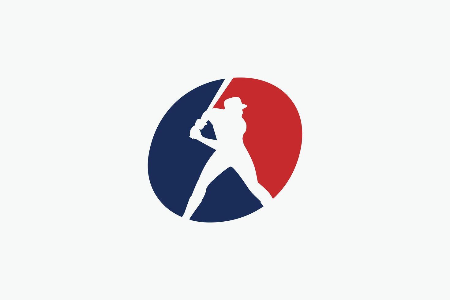 letter O logo with baseball player silhouette. It is good for team logo, club, sticker, etc. vector