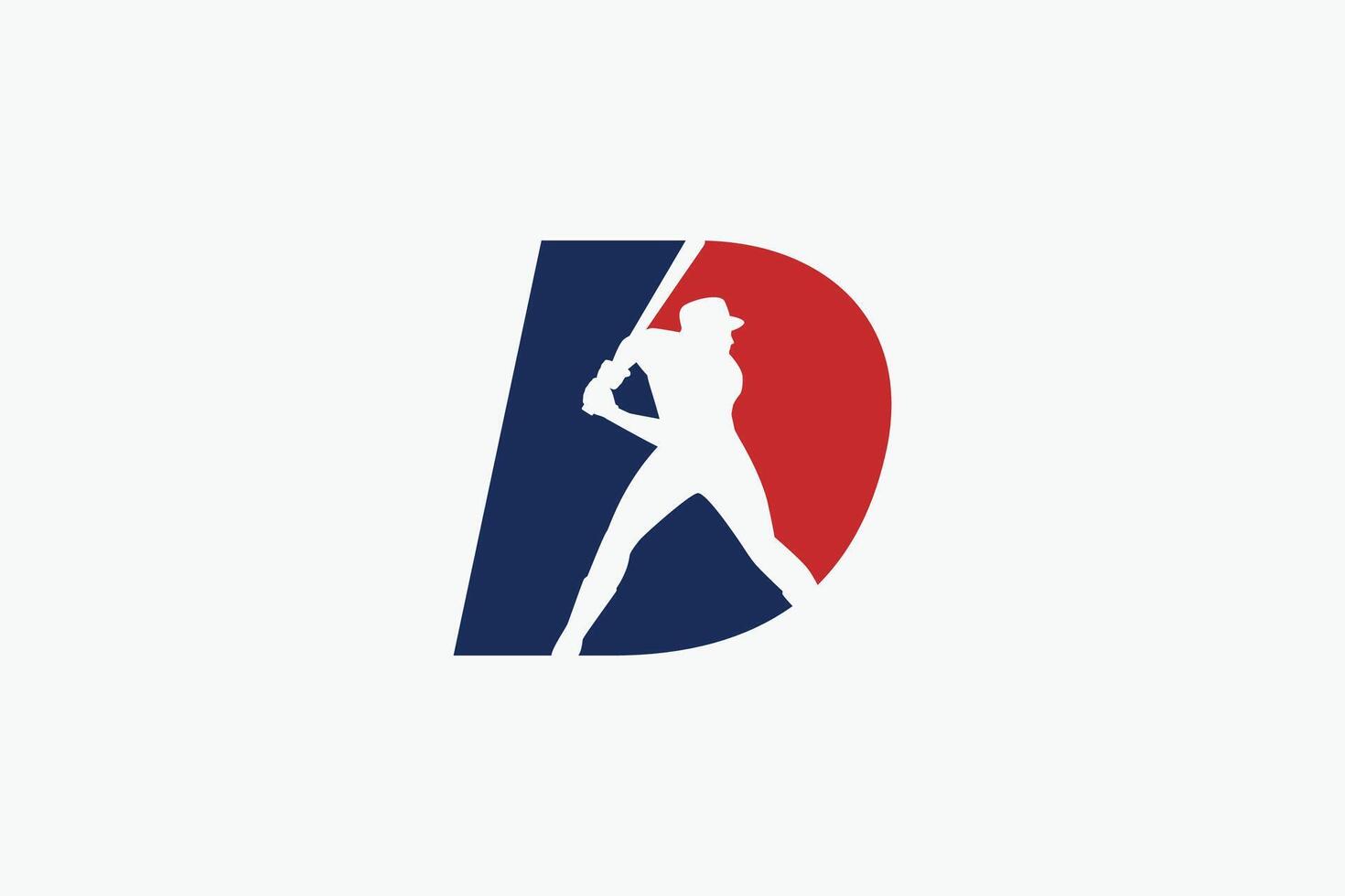 letter D logo with baseball player silhouette. It is good for team logo, club, sticker, etc. vector