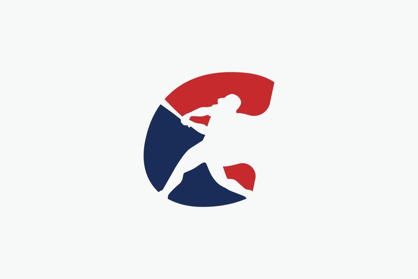 letter C logo with baseball player silhouette. It is good for team logo, club, sticker, etc. vector