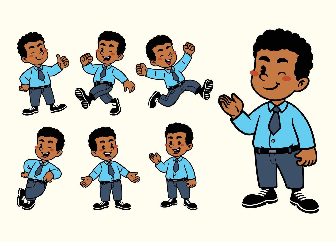 Joyful Cartoon Character Set Of Office Worker vector