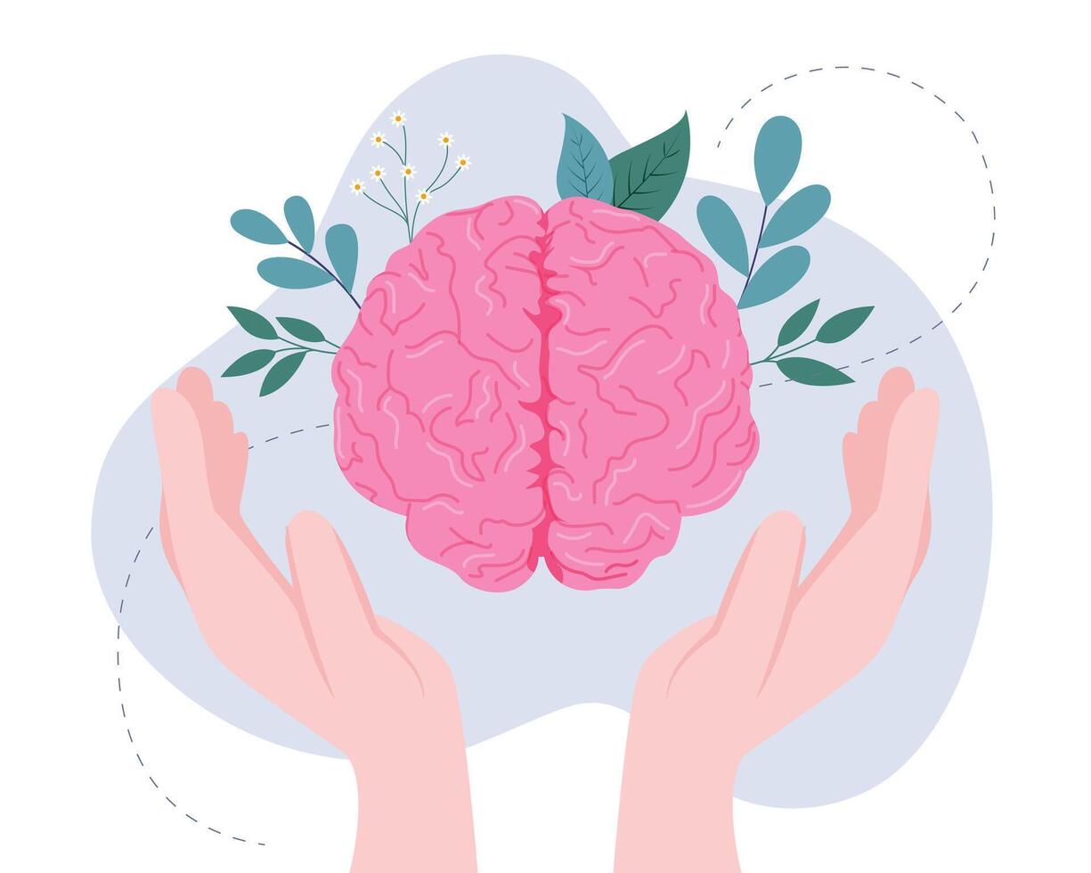 Mental Health care concept. illustration.Mental Health care concept. October 10. vector