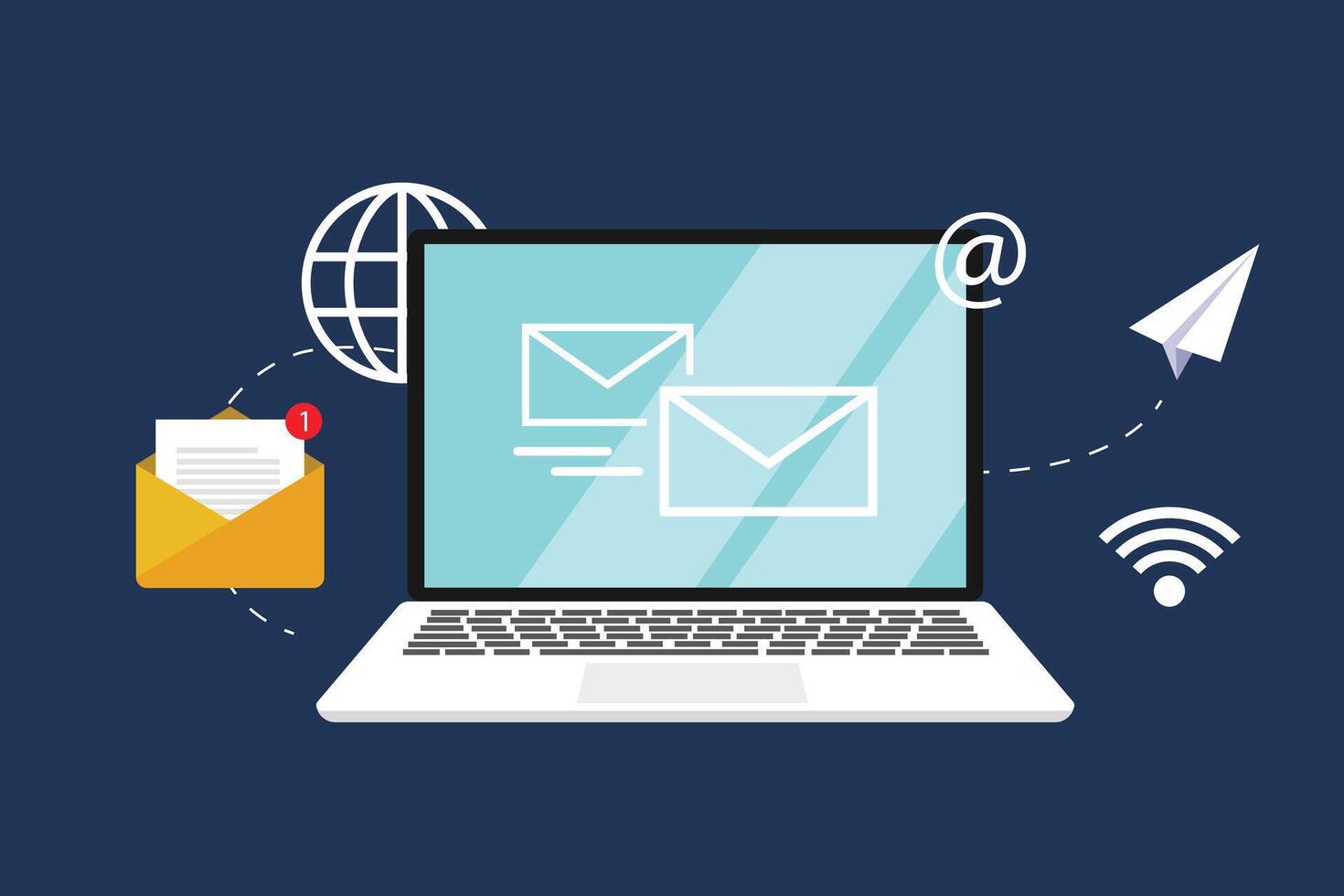 Email and messaging concept,Email marketing campaign,flat design icon illustration vector