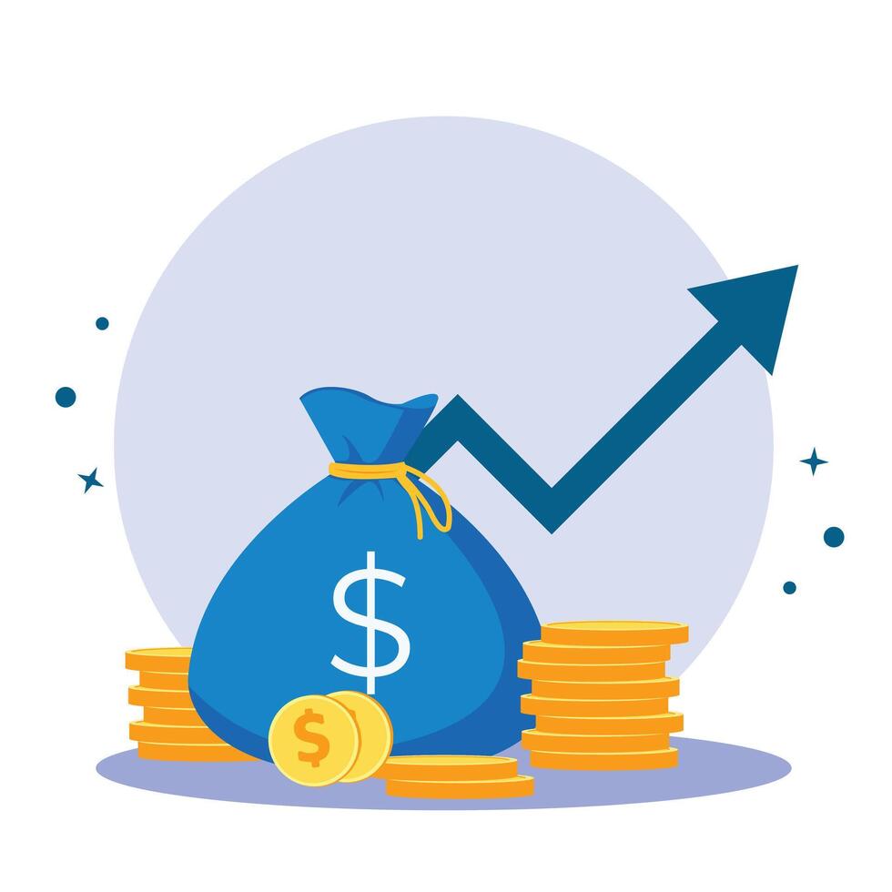 income growth, long term investment, illustration for web banner, infographics, mobile. savings account, finance consolidation, budget planning. vector
