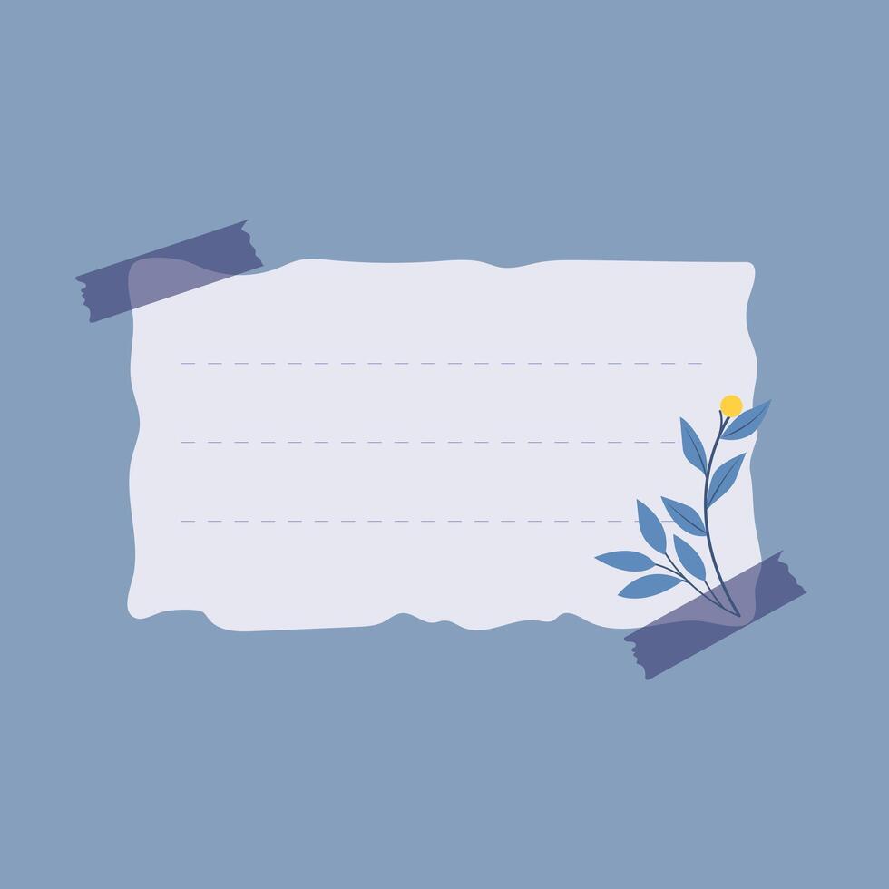 torn paper with flower on blue background, design for greetings vector