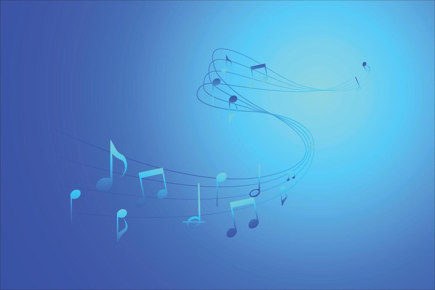 musical notes wave with blue background vector