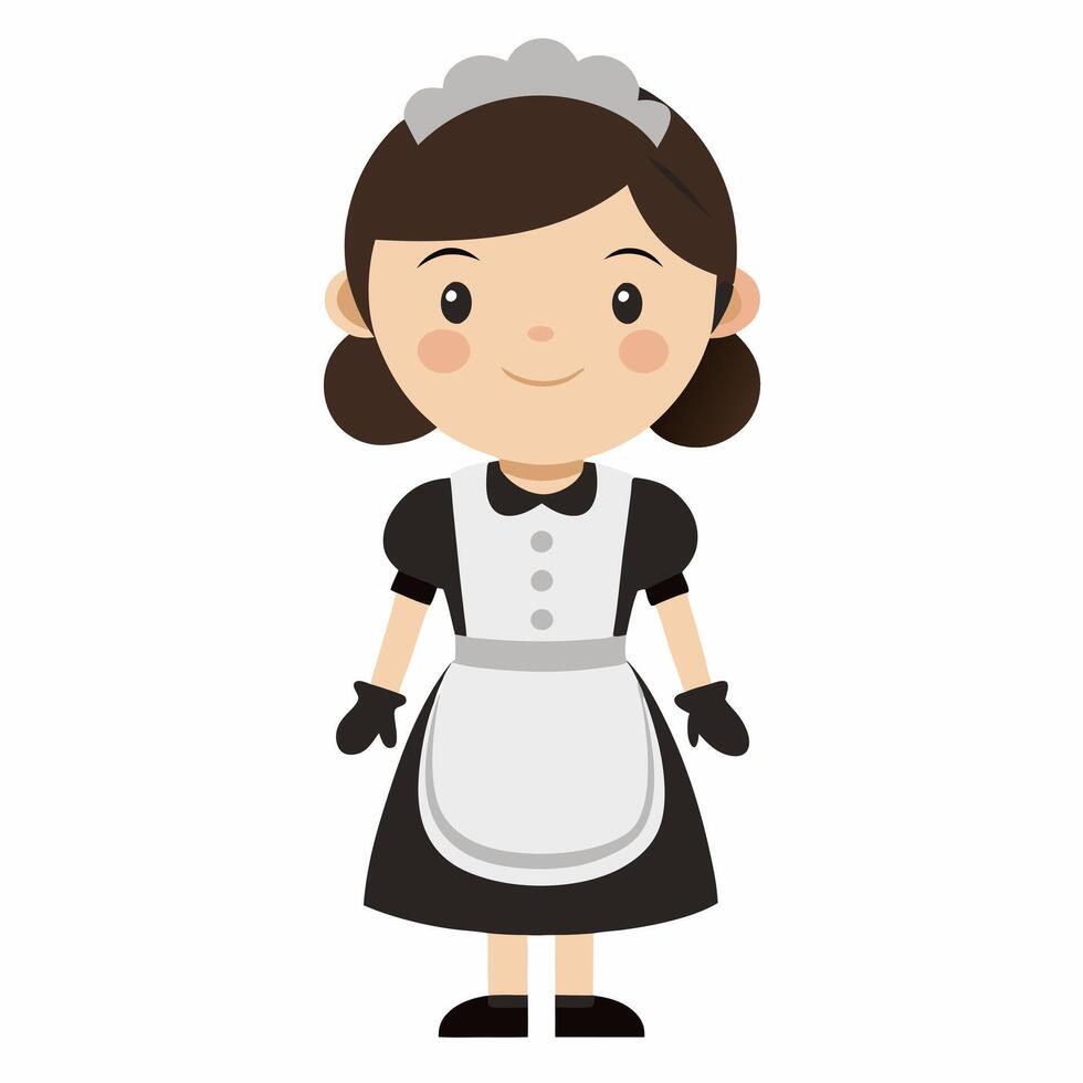 cartoon housemaid in uniform isolated on white background vector