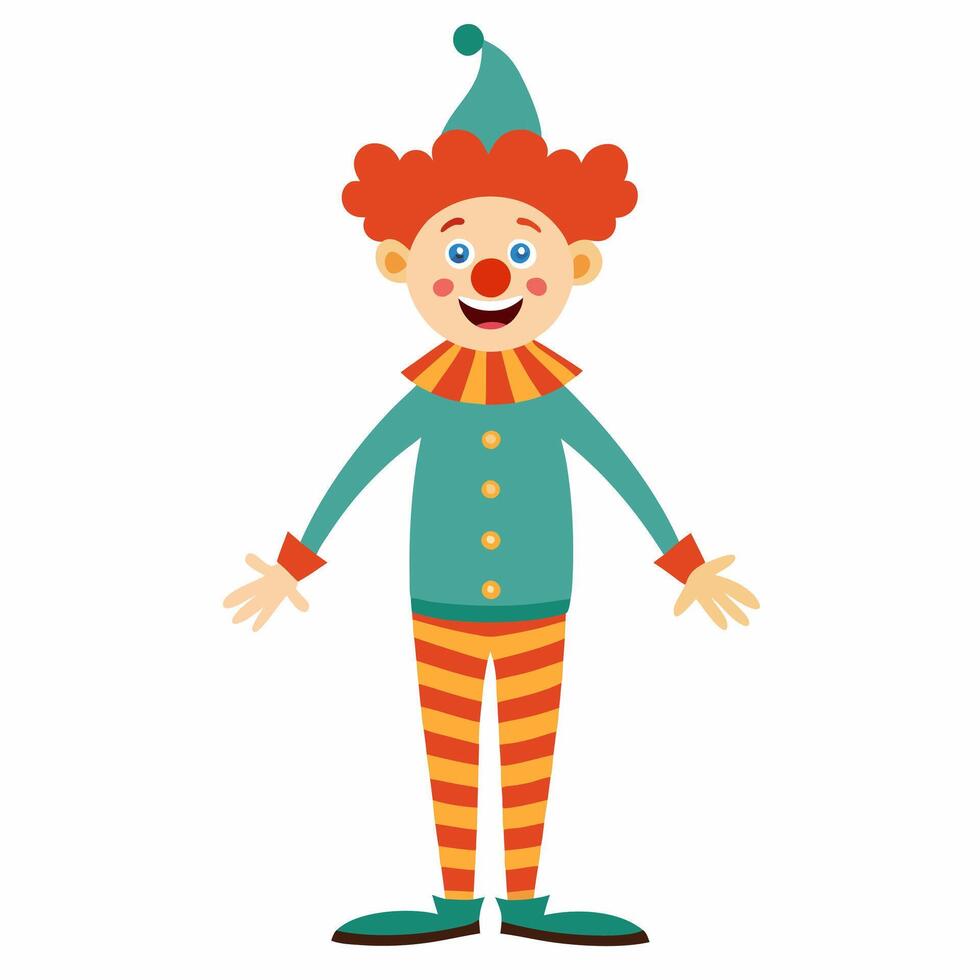 cute funny cartoon clown. Children's card, print, colorful illustration. Isolated on white background. Front view. vector