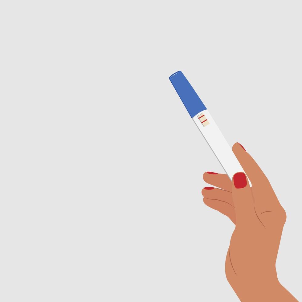 a girl's hand holding a positive pregnancy test. vector