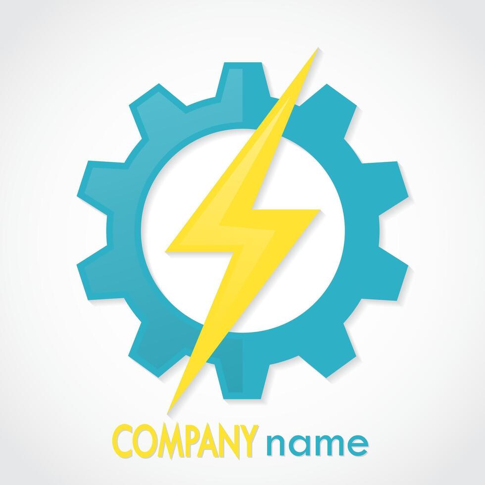 lightning with gear color technology logo vector