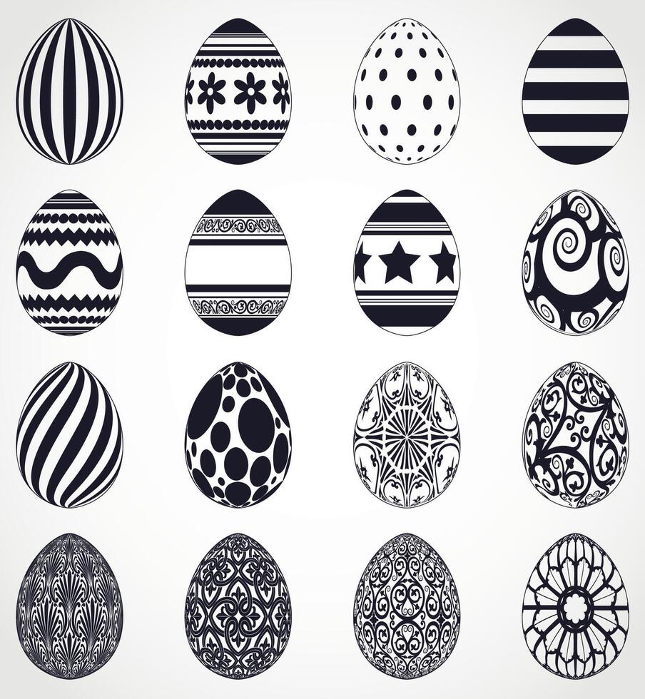 easter eggs elegant ornamental decorative set vector