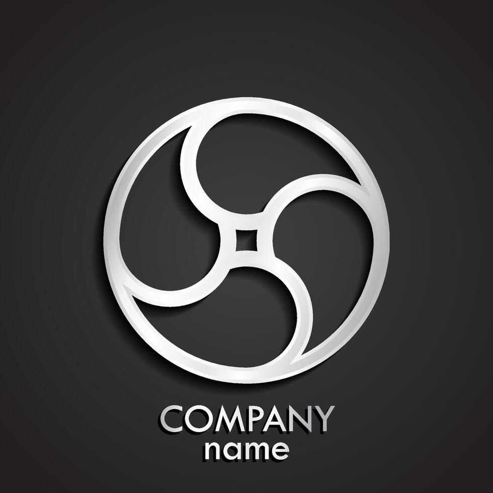 3d silver metal circular logo vector