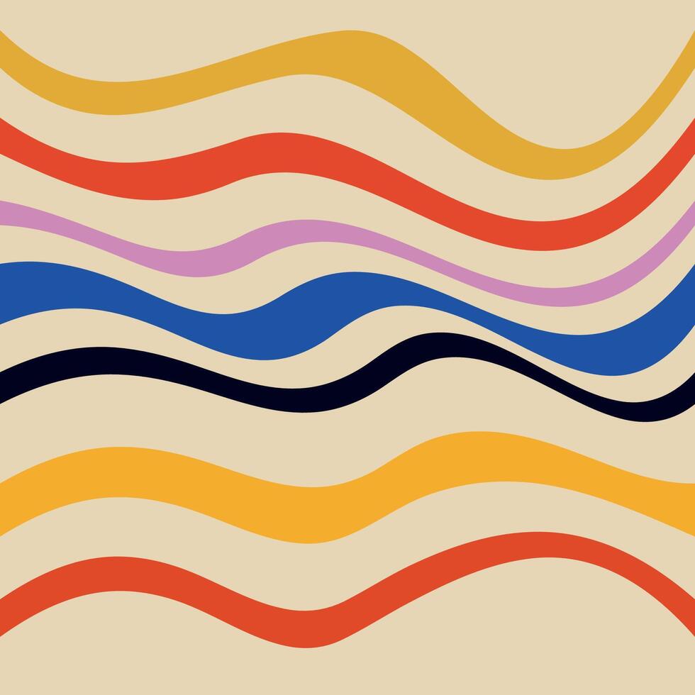 Trendy abstract geometric pattern in retro style. Colorful deformed stripes on a beige background. illustration for poster, social networks, card, patch vector