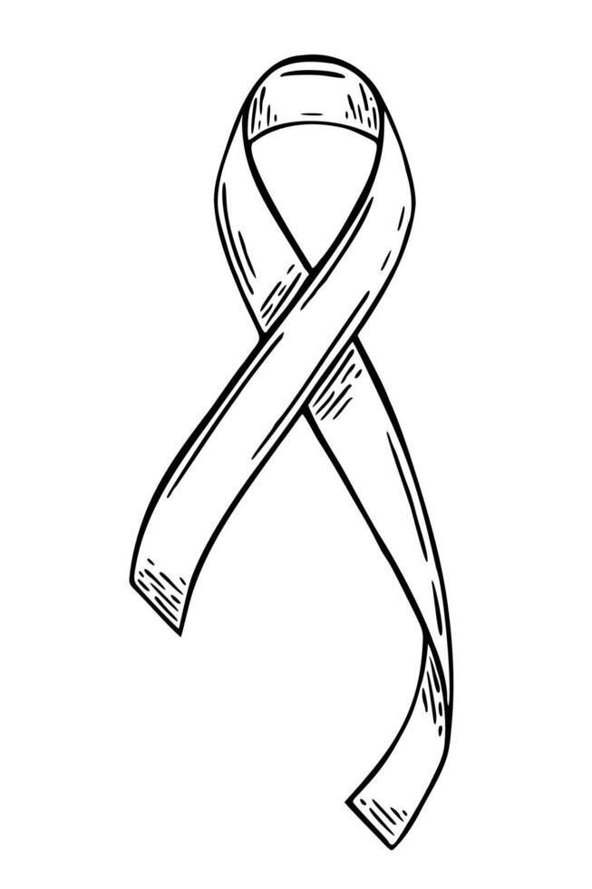 Sketch cancer ribbon isolated on white background vector