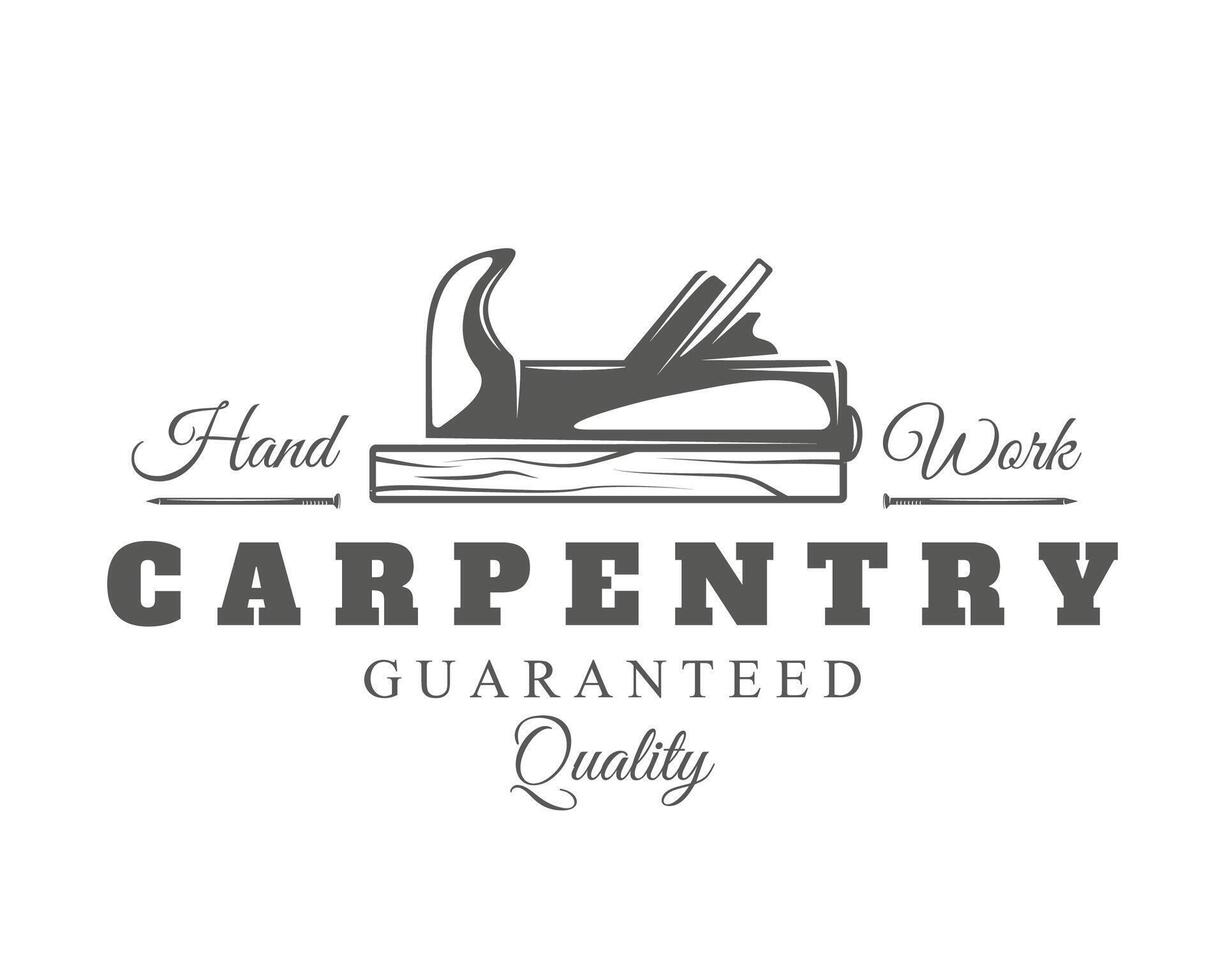 Vintage carpentry label isolated on white vector