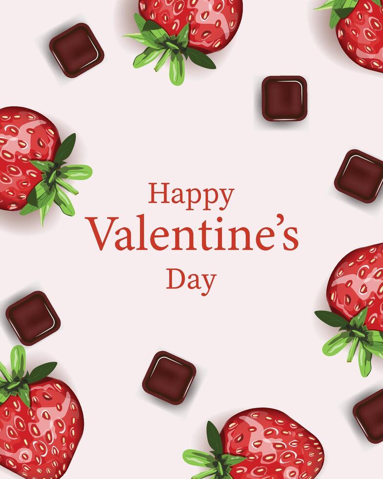 Luxury 3D illustration for Valentines Day with strawberries and chocolates, perfect for love and celebration vector