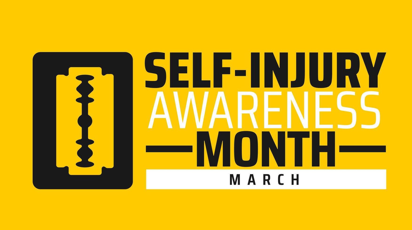 Self Injury Awareness Month background banner or poster design template. observed every year in March. Holiday concept. Use to any Template, card, poster, placard, template. vector
