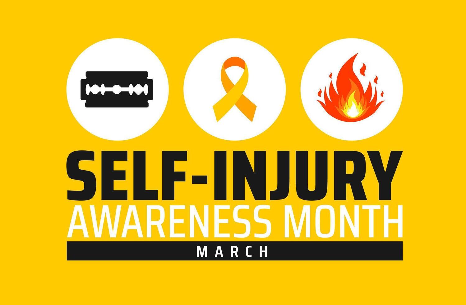 Self Injury Awareness Month background banner or poster design template. observed every year in March. Holiday concept vector