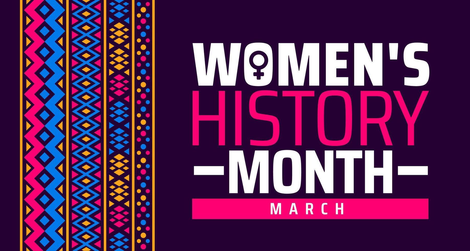 Women's History Month background banner or poster design template with women sign and flower. observed every year in March. Holiday concept. vector